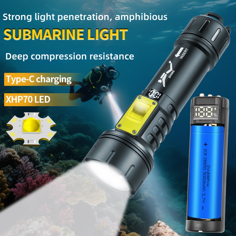 Fishing Light - 새로운 XHP70 다이빙 손전등 IPX8 방수