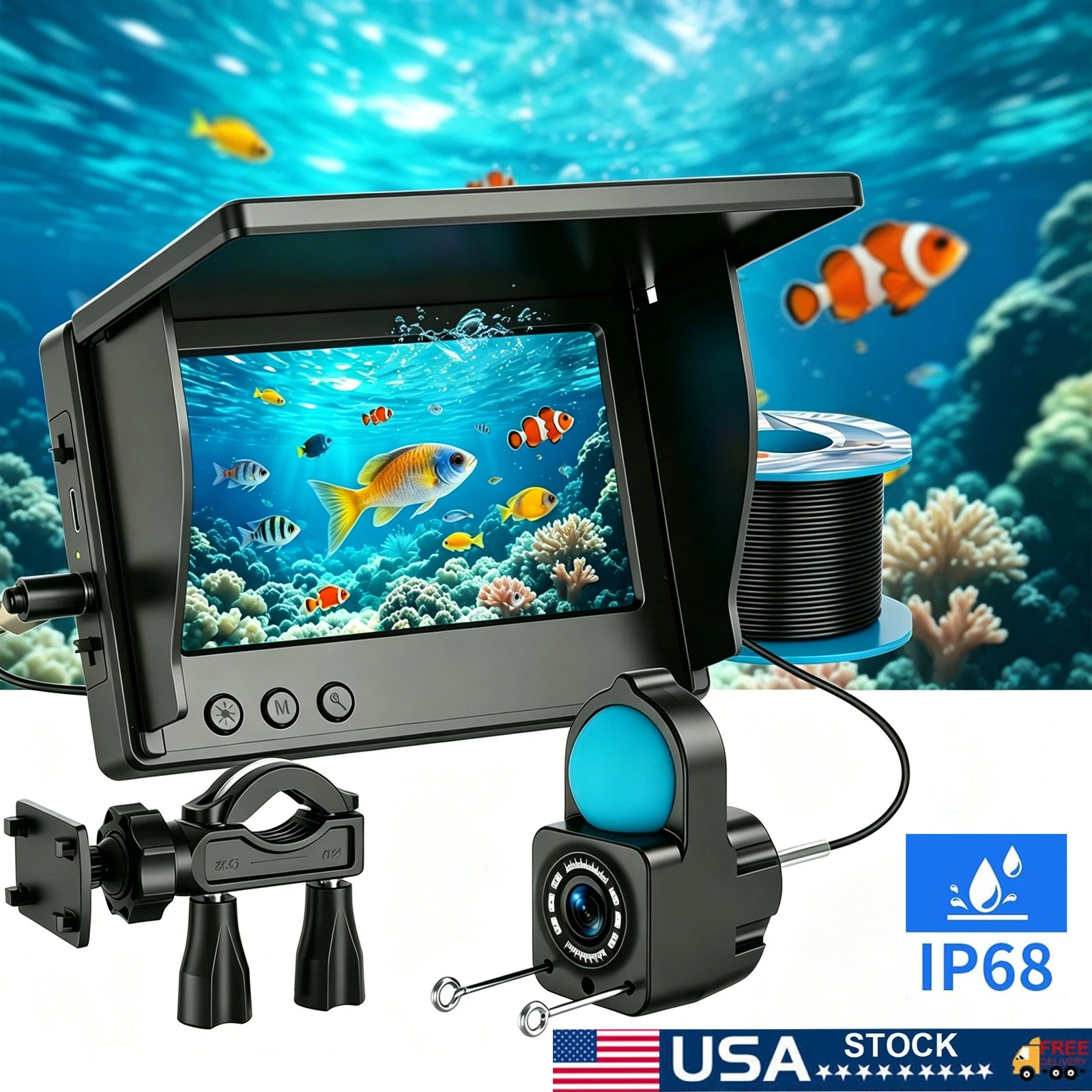 Fish Finder Cable - 수중 낚시 카메라, 4.3인치 LCD 디스플레이가