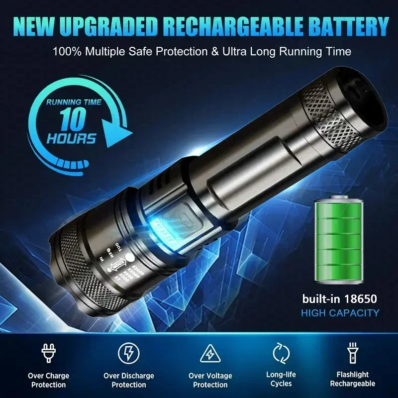 슈퍼 밝은 LED 손전등 USB 충전식 토치 텔레스코픽 - Fishing Light 리뷰 및 가격