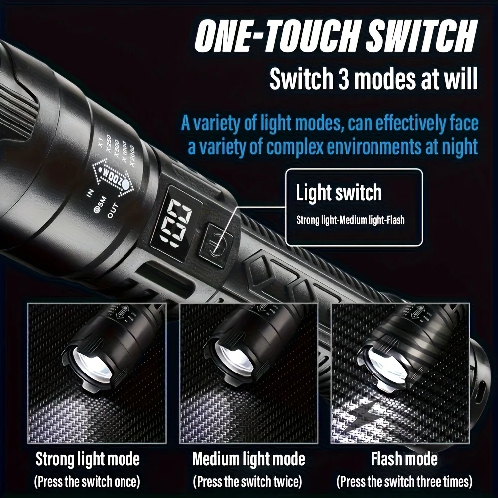 전술용 LED 손전등 2000LM USB 충전식 방수  - Fishing Light 리뷰 및 가격