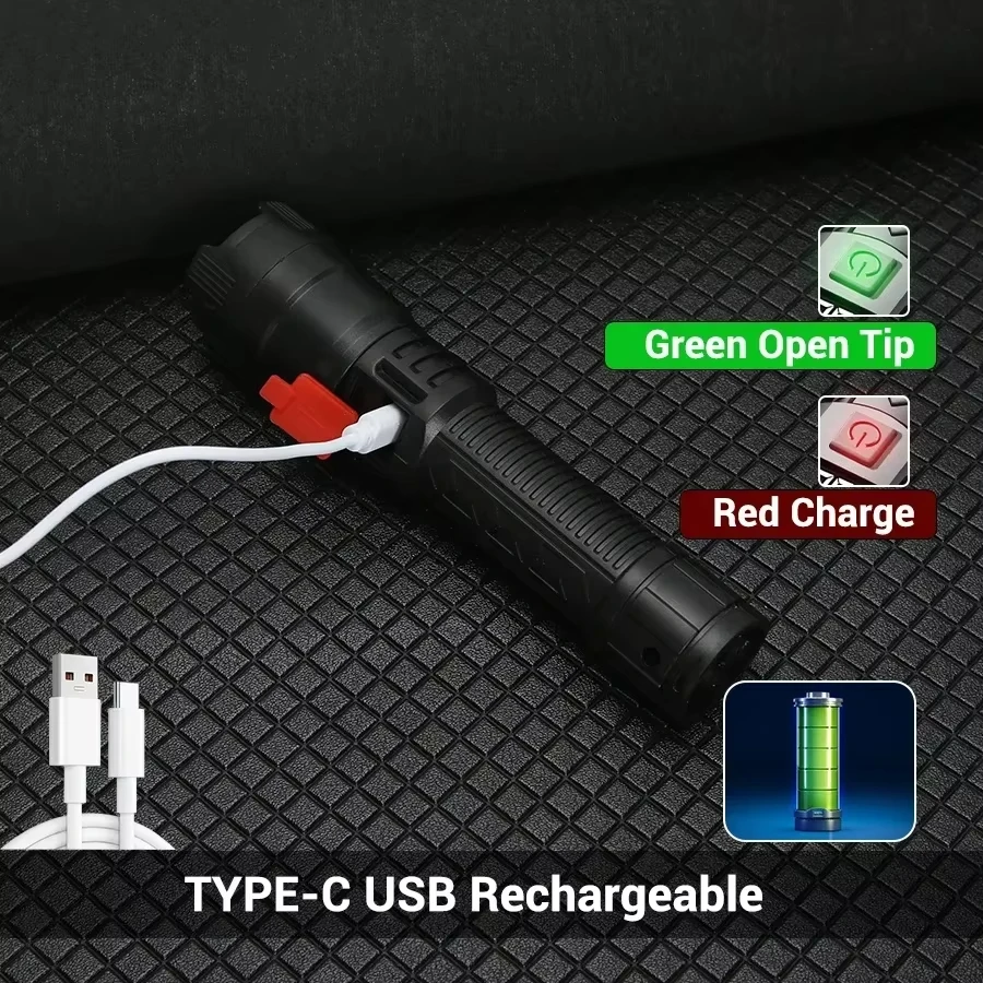 전술용 LED 손전등 2000LM USB 충전식 방수  - Fishing Light 리뷰 및 가격