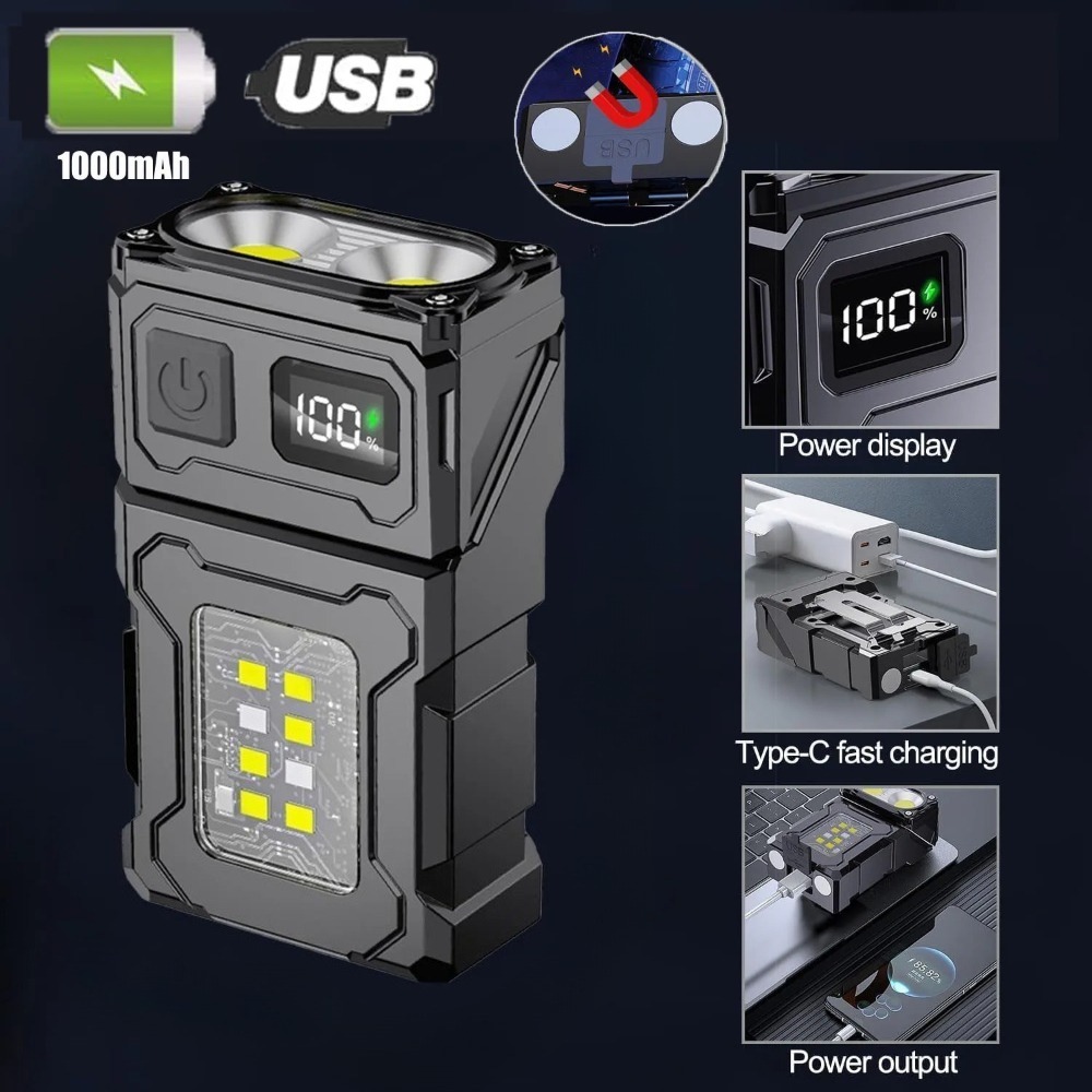 180 °   회전식 LED 손전등 USB 충전식 키체 - Fishing Light 리뷰 및 가격