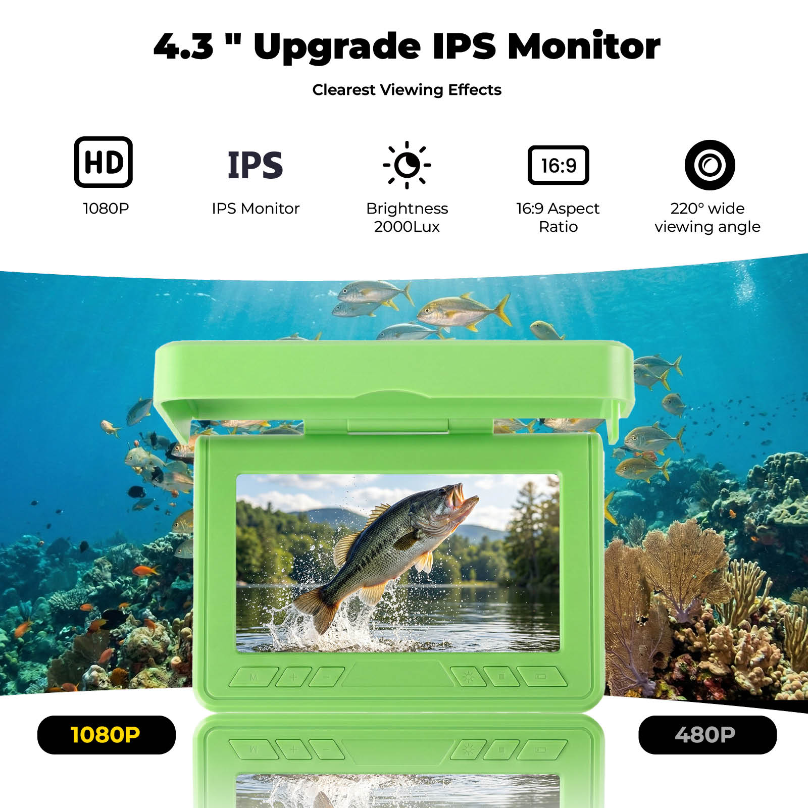 휴대용 수중 비주얼 어군탐지기 4.3인치 LCD 모니터 - Fishing Depth Finder 리뷰 및 가격