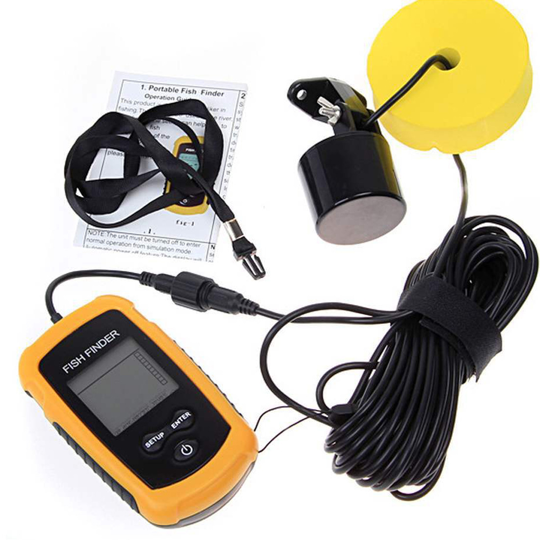 알람 100M 휴대용 수중 음파 탐지기 어군탐지기 소나 - Fish Finder Transducer 리뷰 및 가격